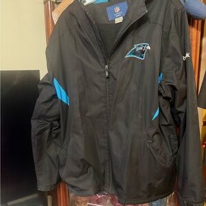 Reebok Carolina Panthers NFL Onfield Jacket soft shell lined with hood.
